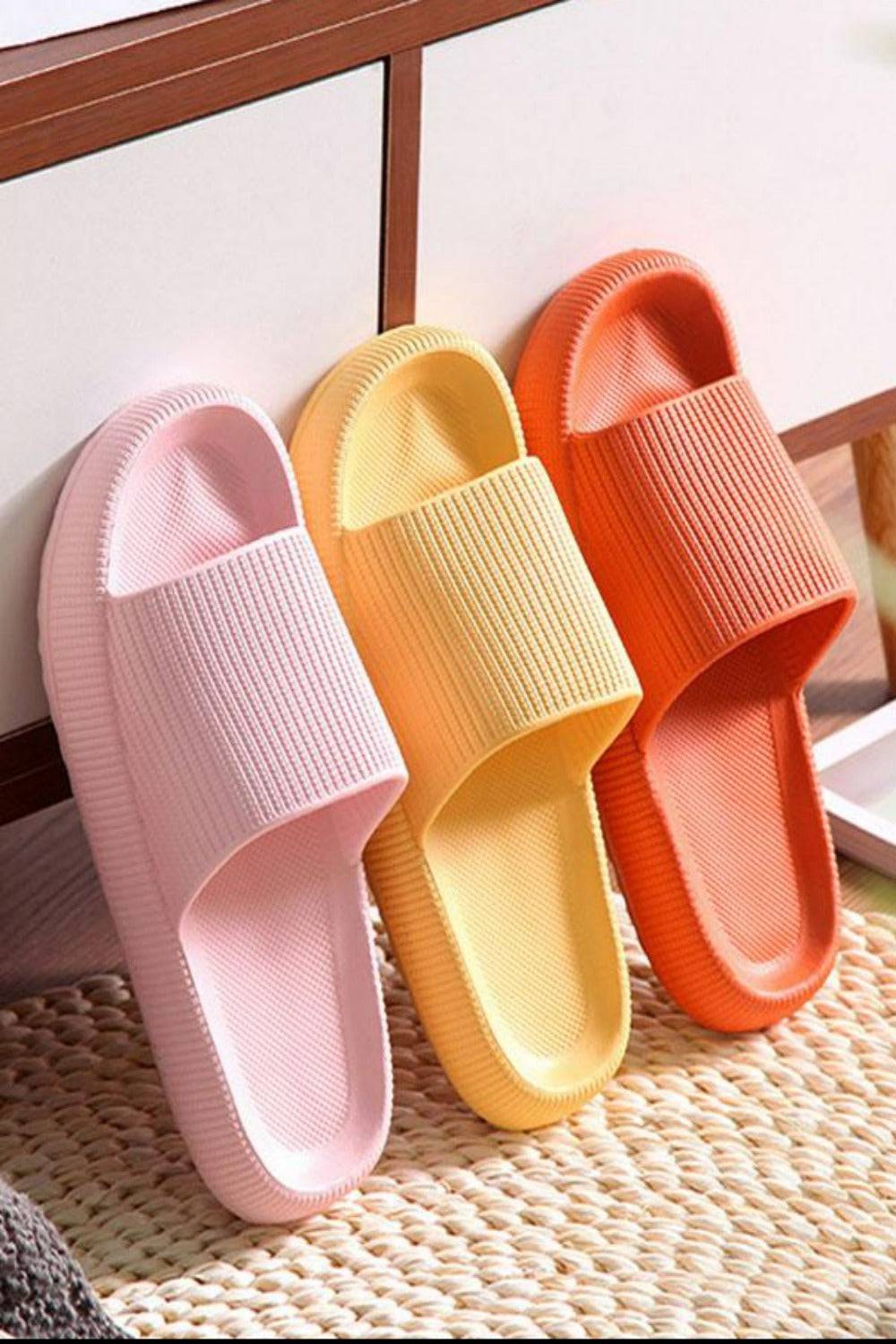Thick Platform Comfy Rubber Pink Kappa Slides - TGC Boutique - Pink Slides