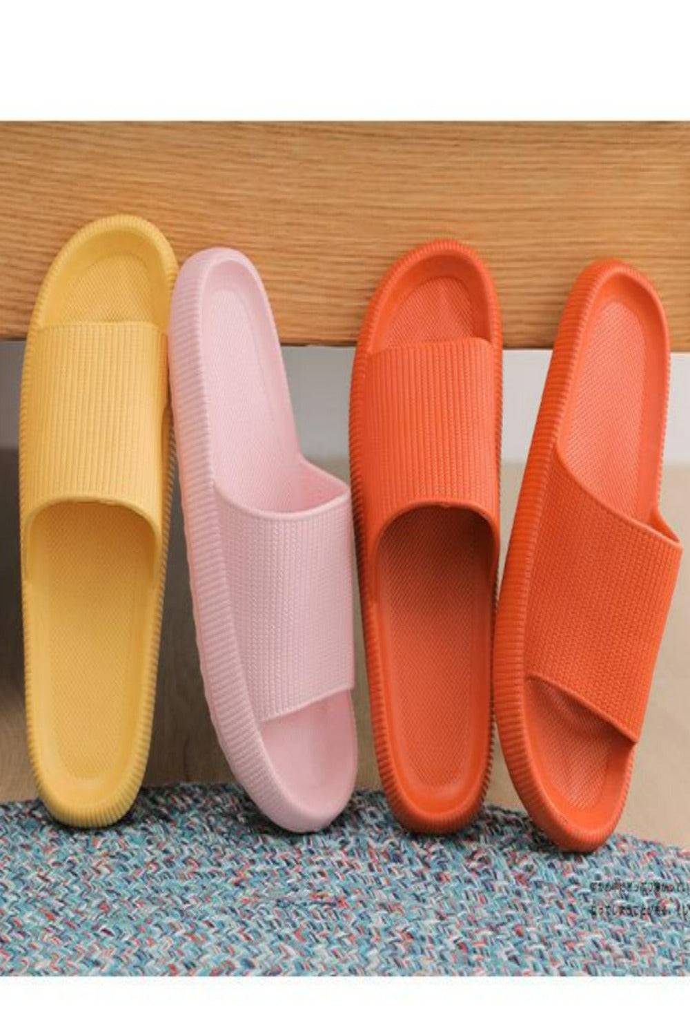 Thick Platform Comfy Rubber Pink Kappa Slides - TGC Boutique - Pink Slides