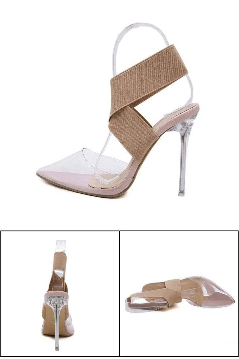 Transparent Heel Ankle Strap High Heel Sandals - TGC Boutique - High Heel Sandals