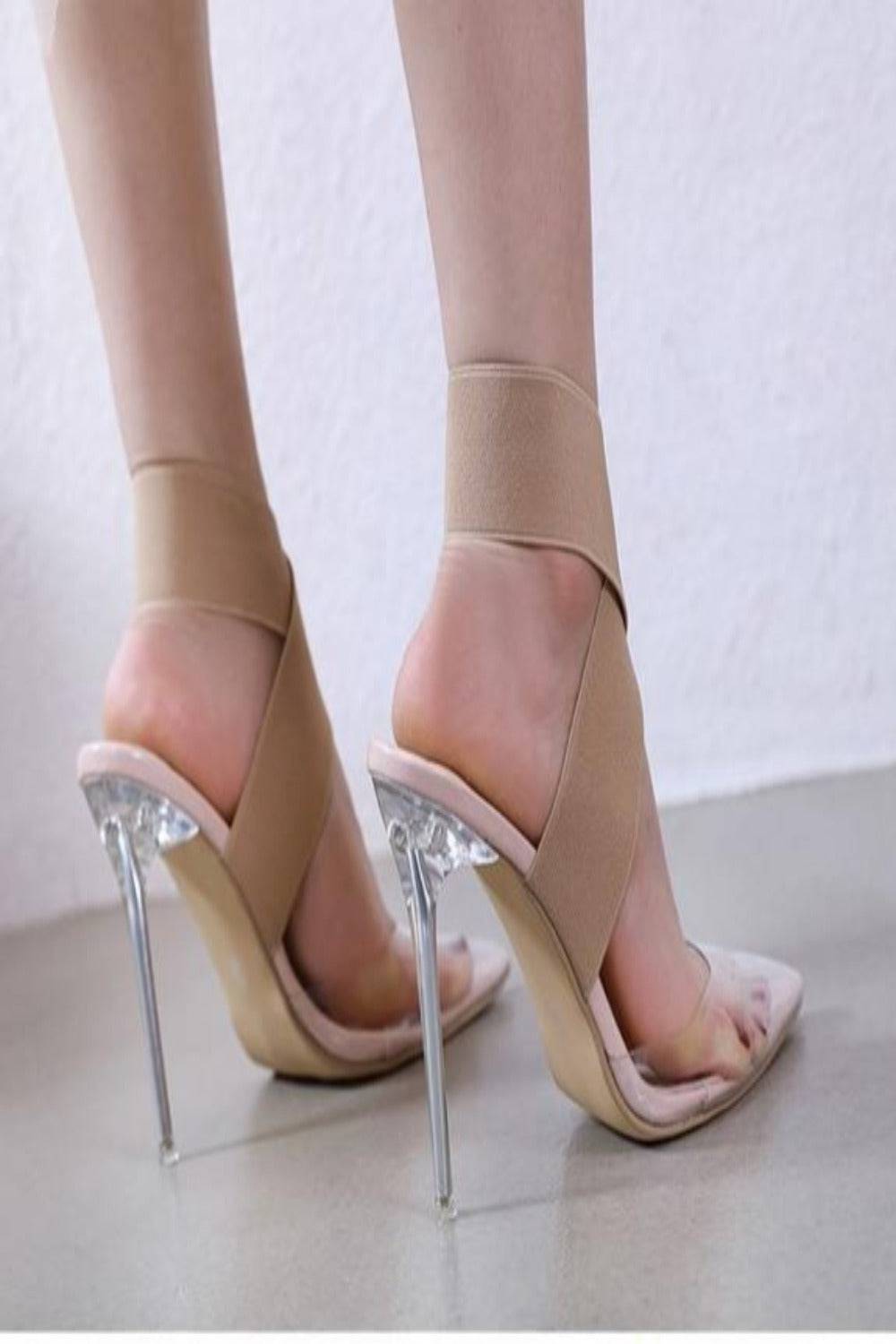 Transparent Heel Ankle Strap High Heel Sandals - TGC Boutique - High Heel Sandals
