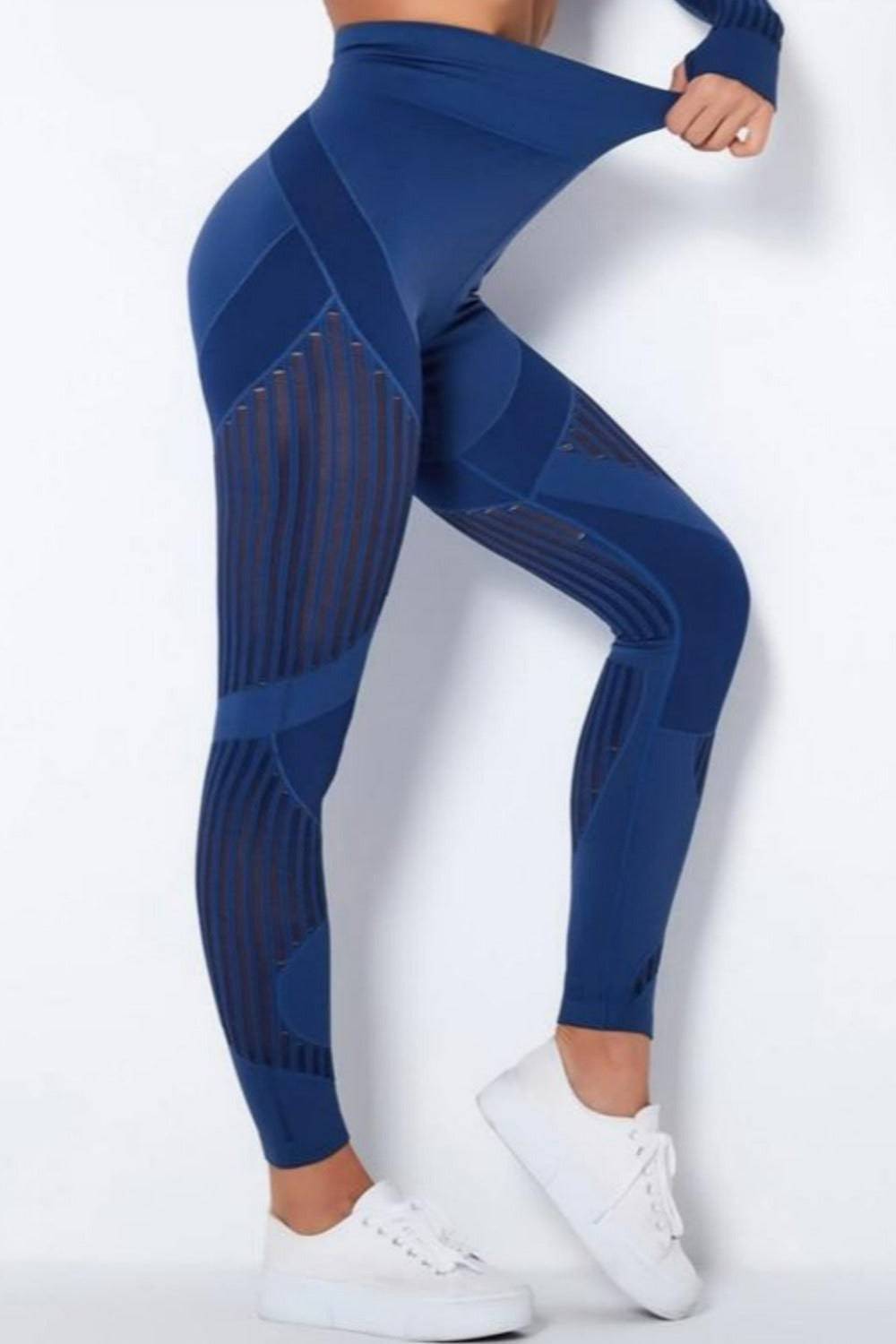Tummy Control High Waisted Leggings - Blue - TGC Boutique - Leggings