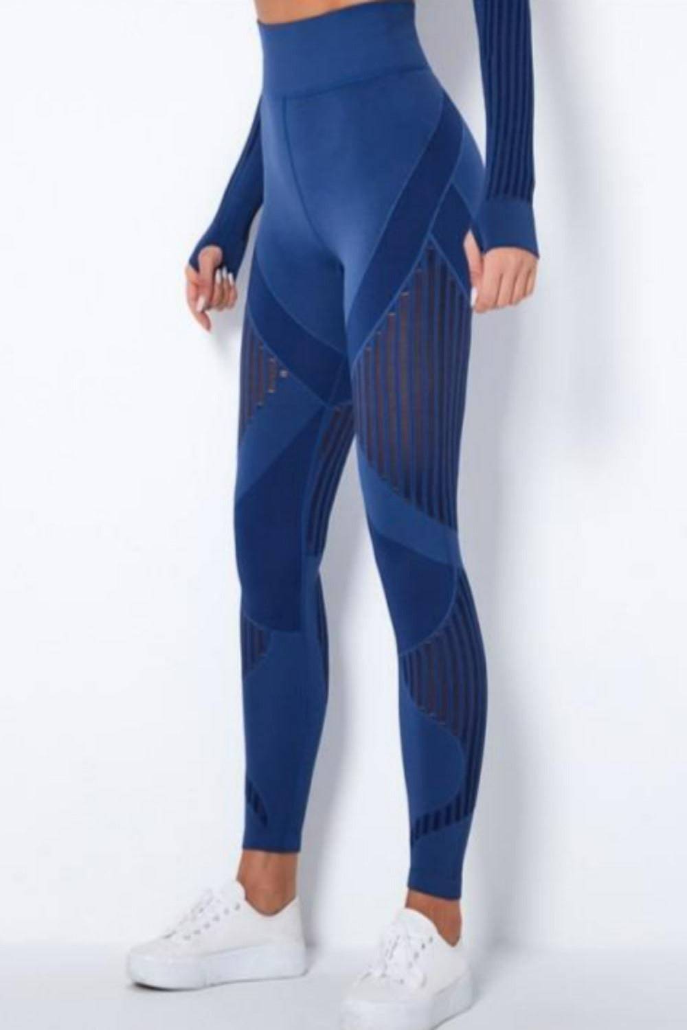 Tummy Control High Waisted Leggings - Blue - TGC Boutique - Leggings
