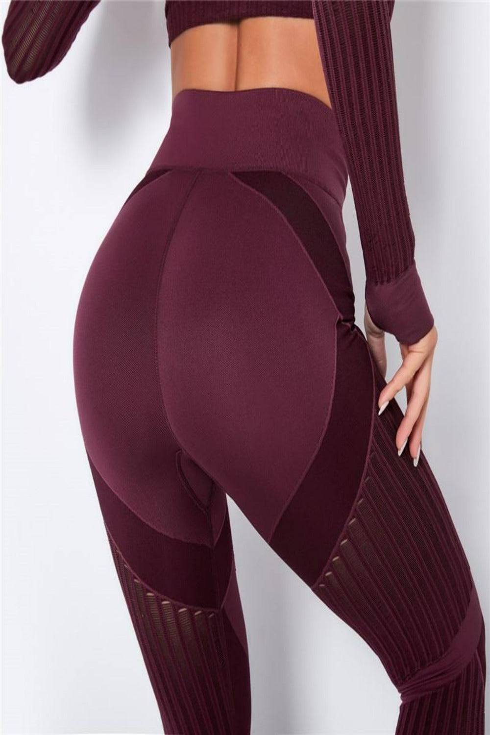 Tummy Control High Waisted Leggings - Wine Red - TGC Boutique - Yoga Leggings