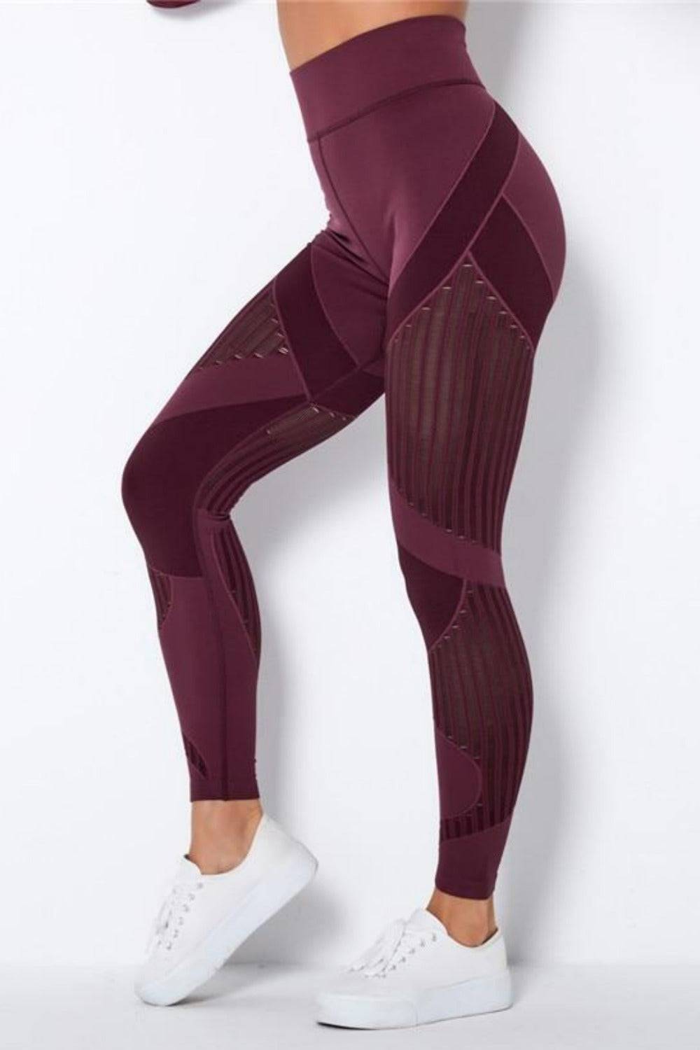 Tummy Control High Waisted Leggings - Wine Red - TGC Boutique - Yoga Leggings