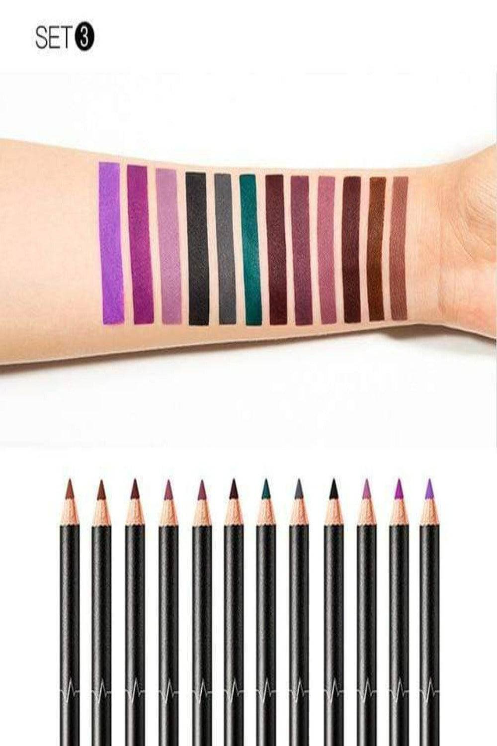 Ultra Durable Waterproof Matte Lipstick Lip Liner Pencil Kit - 12 Pack - TGC Boutique - Lip Liner Makeup
