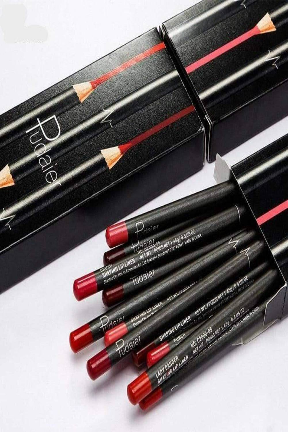 Ultra Durable Waterproof Matte Lipstick Lip Liner Pencil Kit - 12 Pack - TGC Boutique - Lip Liner Makeup