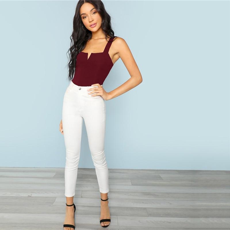 V-Cut Minimalist Bodysuit Swimsuit - Burgundy - TGC Boutique - Swimsuit