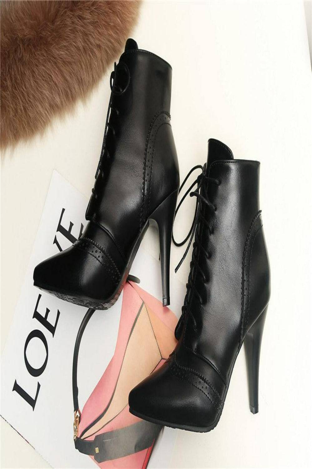 Vintage Winter Women Lace Up Lady Short Martin Boot - TGC Boutique - Ankle Booties