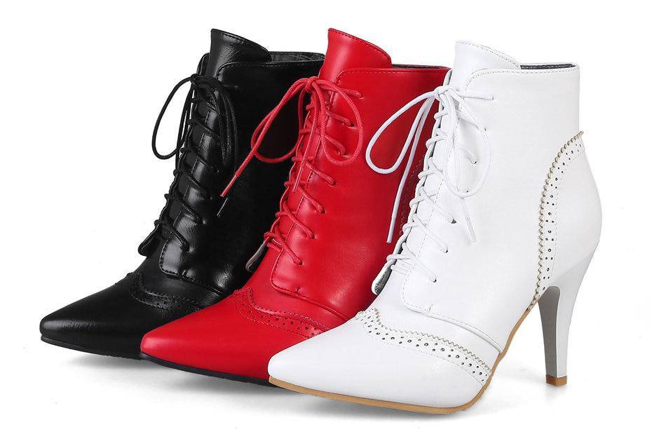 Vintage Winter Women Lace Up Lady Short Martin Boot - TGC Boutique - Ankle Booties