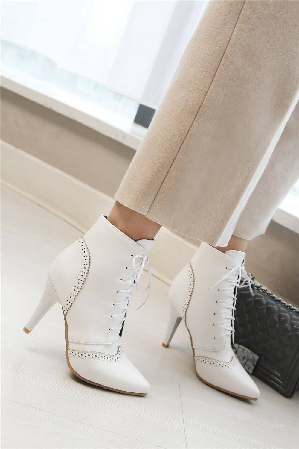 Vintage Winter Women Lace Up Lady Short Martin Boot - TGC Boutique - Ankle Booties