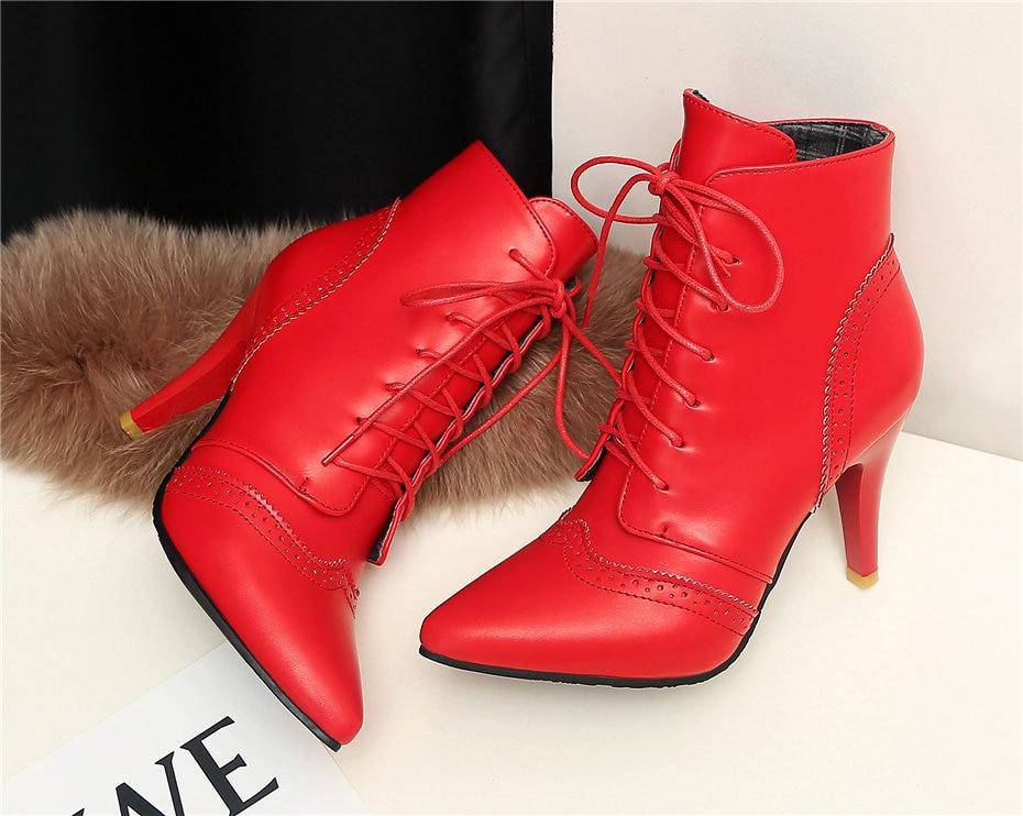 Vintage Winter Women Lace Up Lady Short Martin Boot - TGC Boutique - Ankle Booties