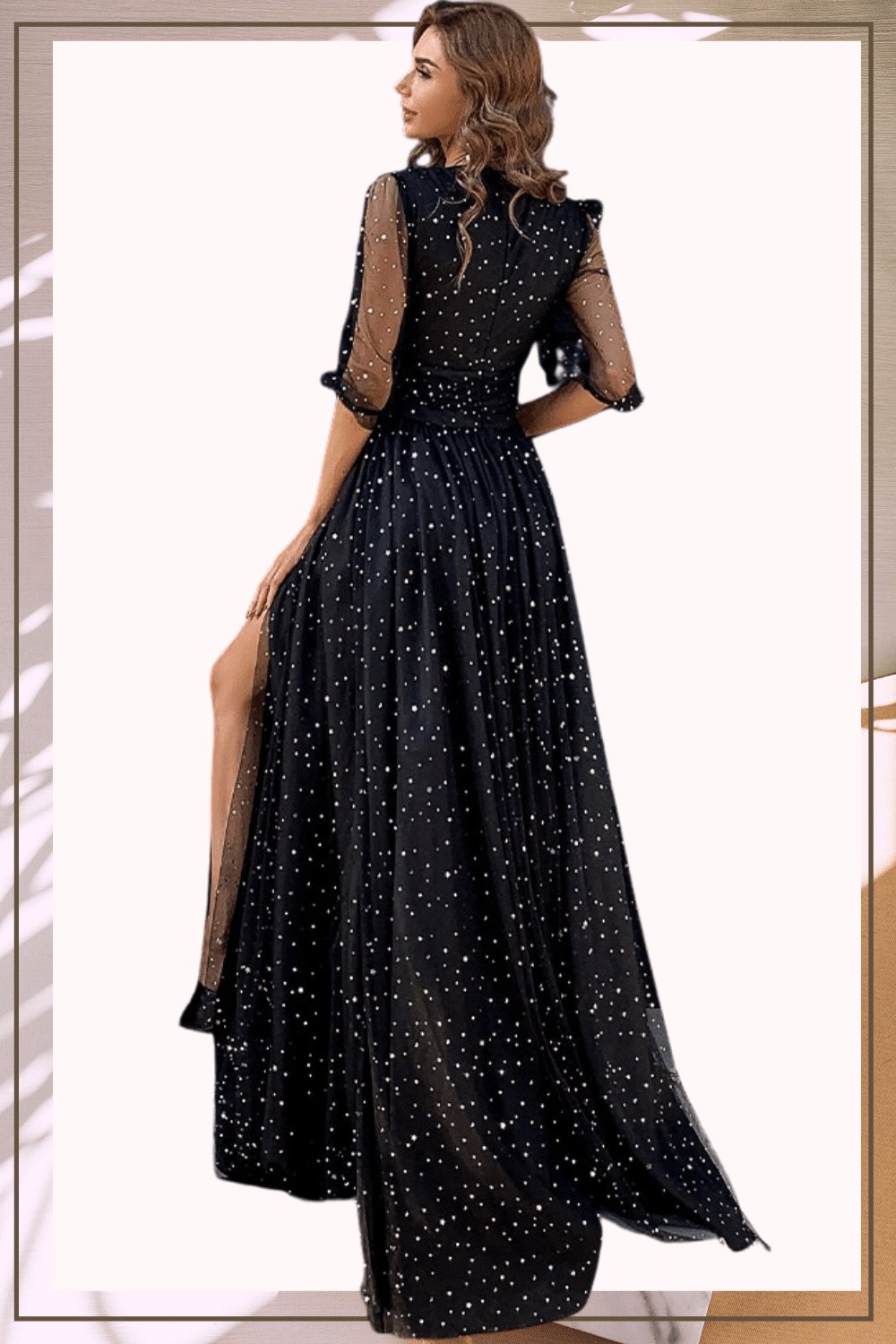 Waist Fitted High Slit Long Sleeve Maxi Dress - TGC Boutique - Star Dress