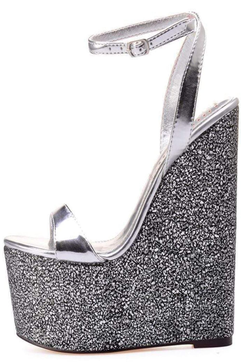Wedge High Heel Metallic Platform Sandals - TGC Boutique - Glitter Shoes