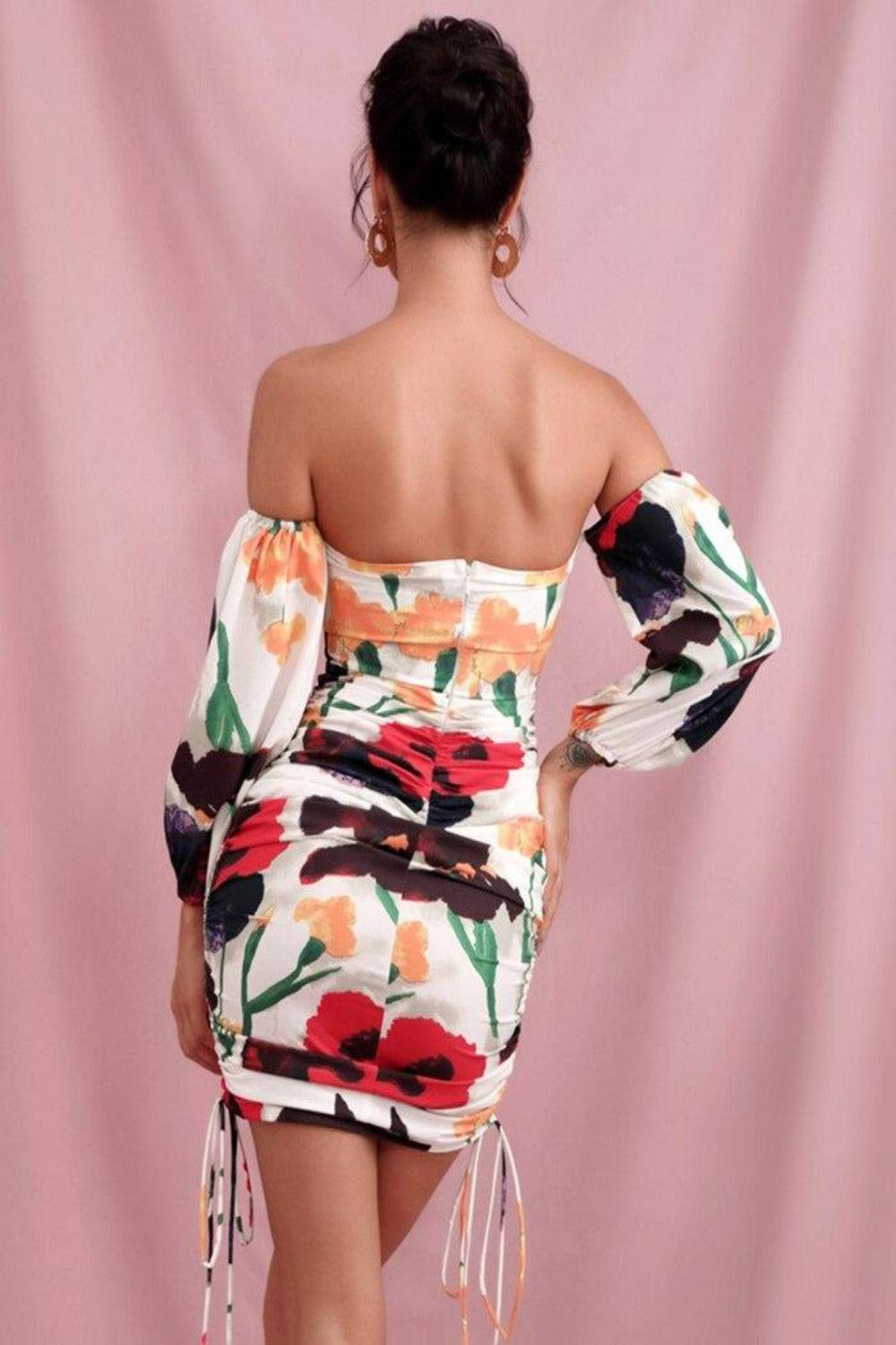 White Floral Cut Out Mini Bodycon Dress - TGC Boutique - Bodycon Dress