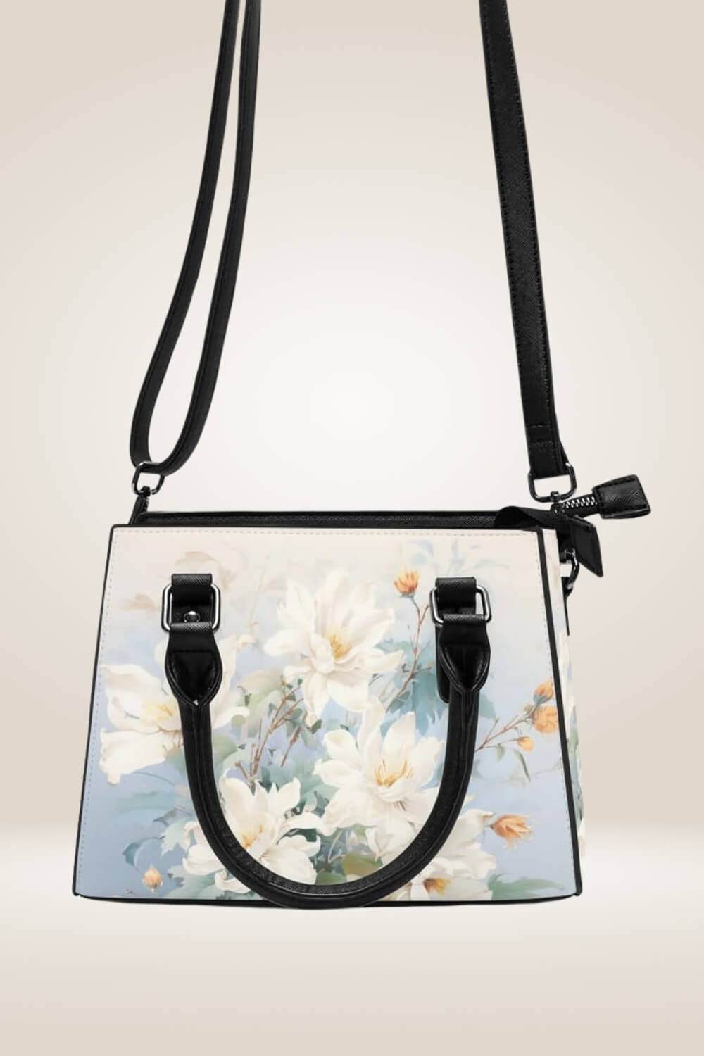 White Flowers Blue Satchel Bag - TGC Boutique - Satchel Handbag