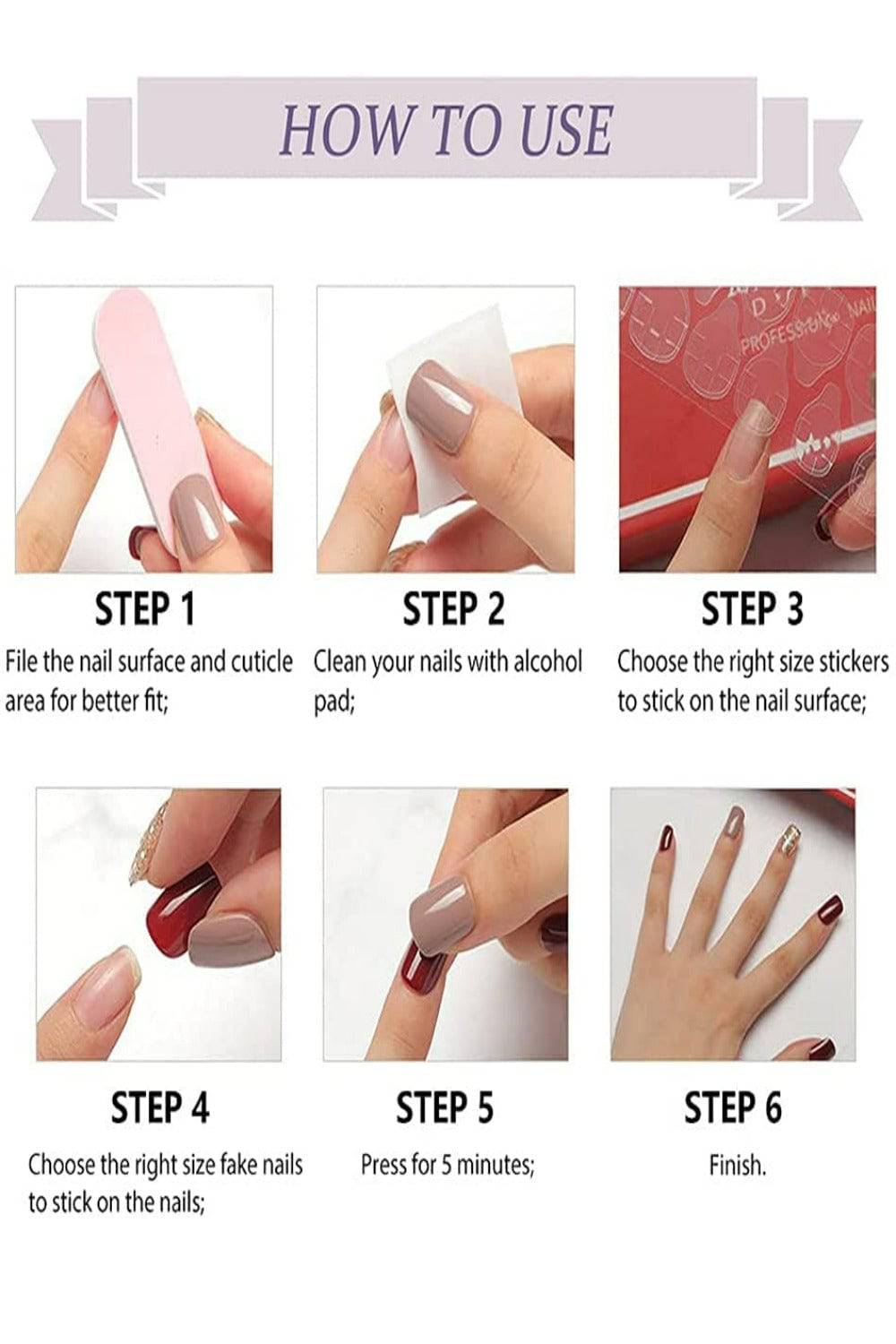 White French Tip Wave Swirl Press On Nails Kit - TGC Boutique - Press On Nails