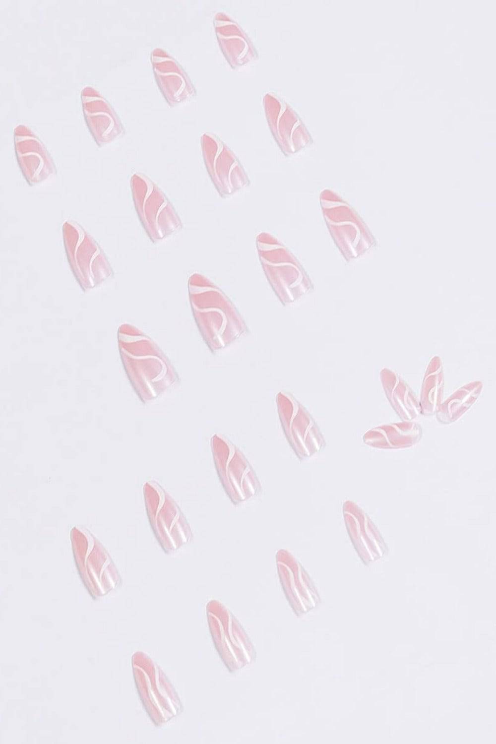 White French Tip Wave Swirl Press On Nails Kit - TGC Boutique - Press On Nails