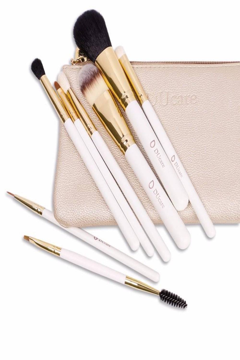 White Golden Professional Makeup Brush Set With Travel Bag - TGC Boutique - Makeup Brushes
