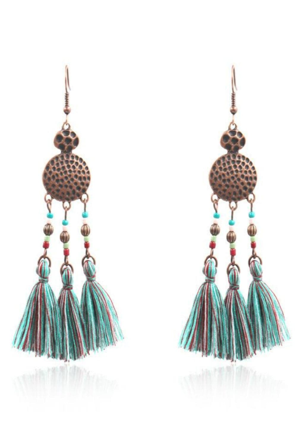 Woven Silk Geometric Fan Tassel Bohemian Earrings - TGC Boutique - Dangle Earrings