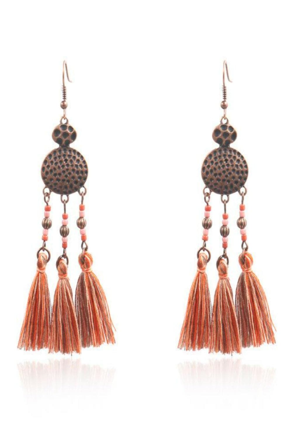 Woven Silk Geometric Fan Tassel Bohemian Earrings - TGC Boutique - Dangle Earrings