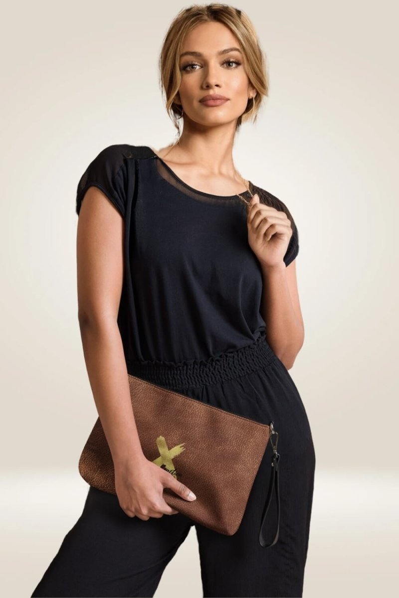 X Reaction Brown Vegan Leather Crossbody bag - TGC Boutique - Shoulder Bag