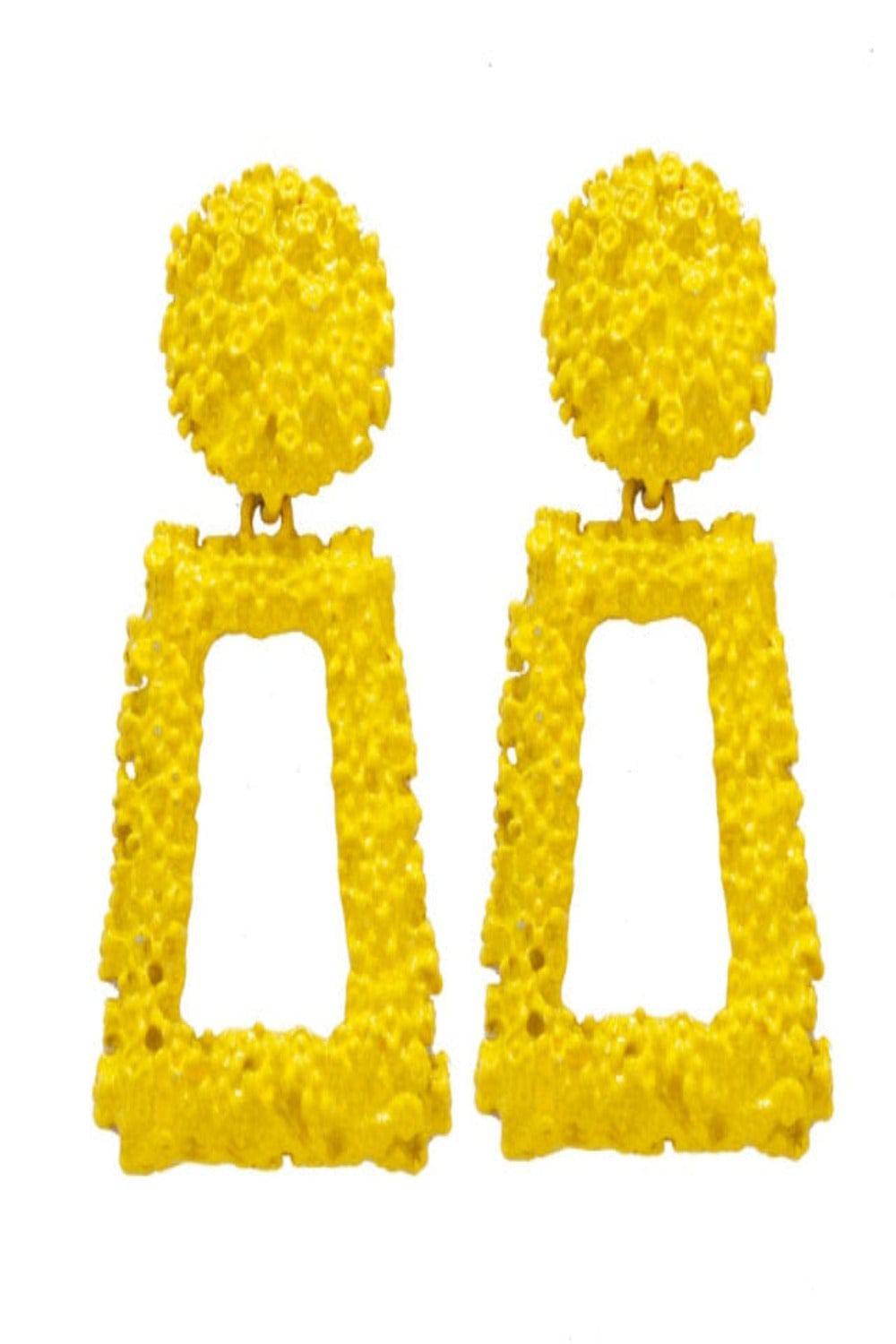 Yellow Chunky Statement Dangle Door Knocker Earrings - TGC Boutique - Earrings