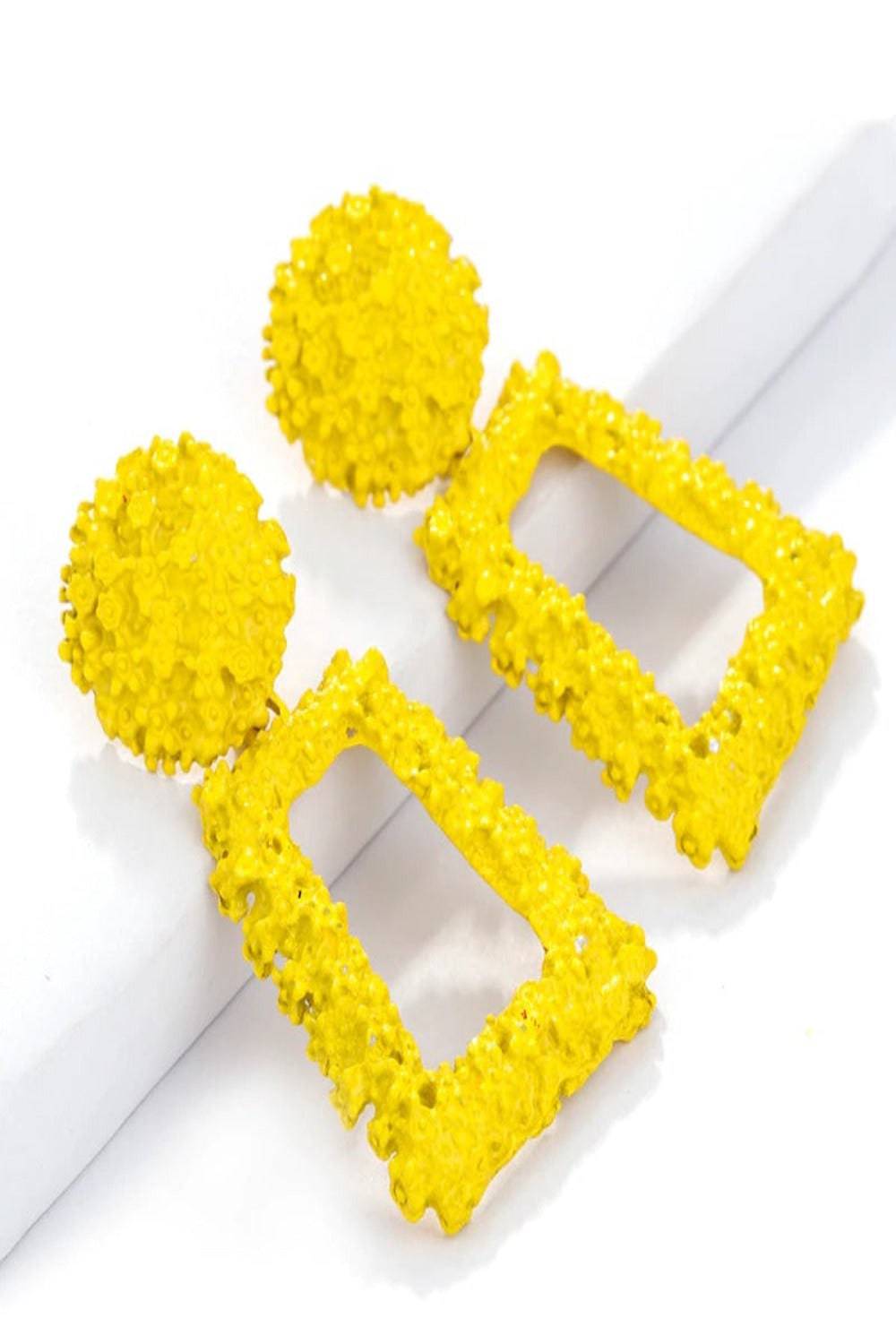 Yellow Chunky Statement Dangle Door Knocker Earrings - TGC Boutique - Earrings