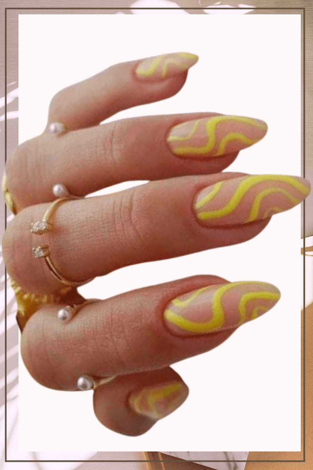 Yellow French Tip Wave Swirl Press On Nails Kit - TGC Boutique - Press On Nails