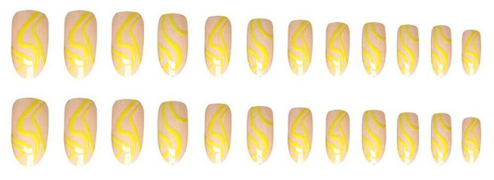 Yellow French Tip Wave Swirl Press On Nails Kit - TGC Boutique - Press On Nails