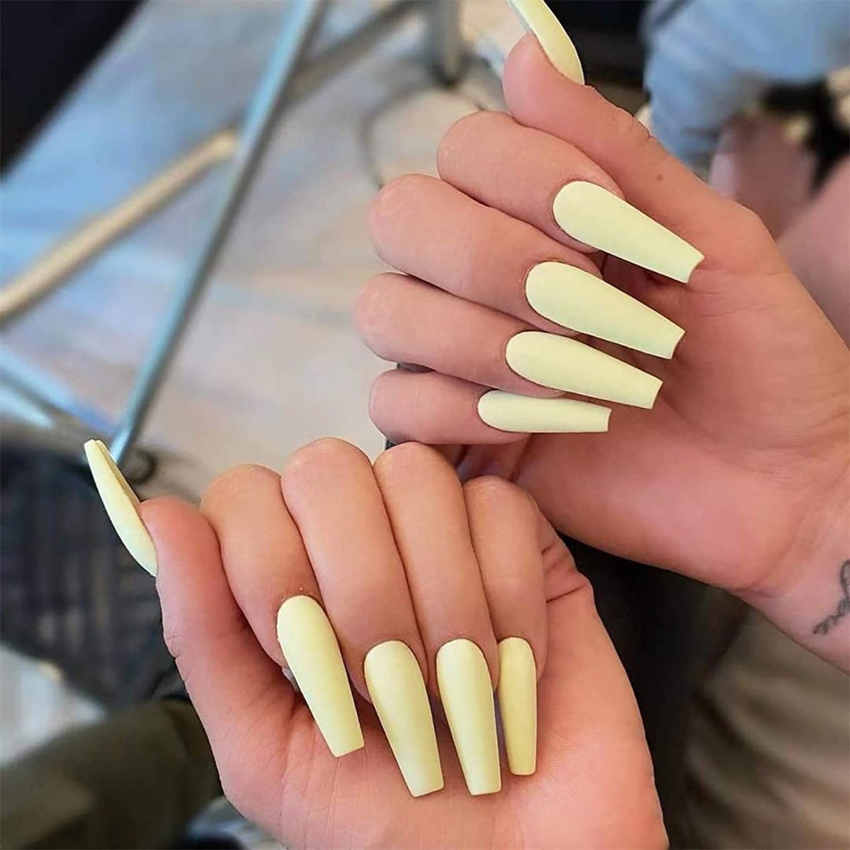Yellow Press On Nails Matte Coffin Nail Kit - TGC Boutique - Press On Nails
