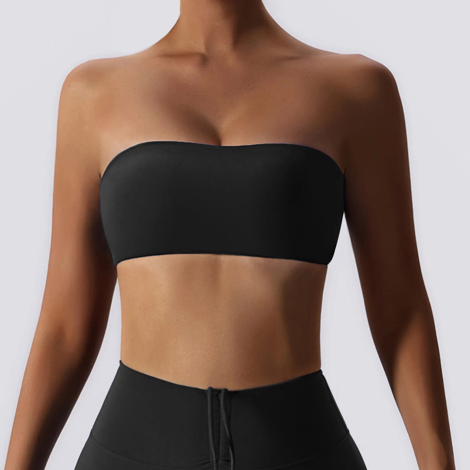 Black bandeau bra colour swatch, front view