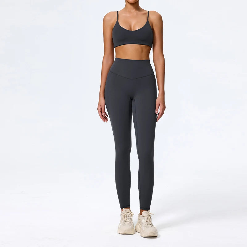 Navy blue leggings set colour swatch, full length front view