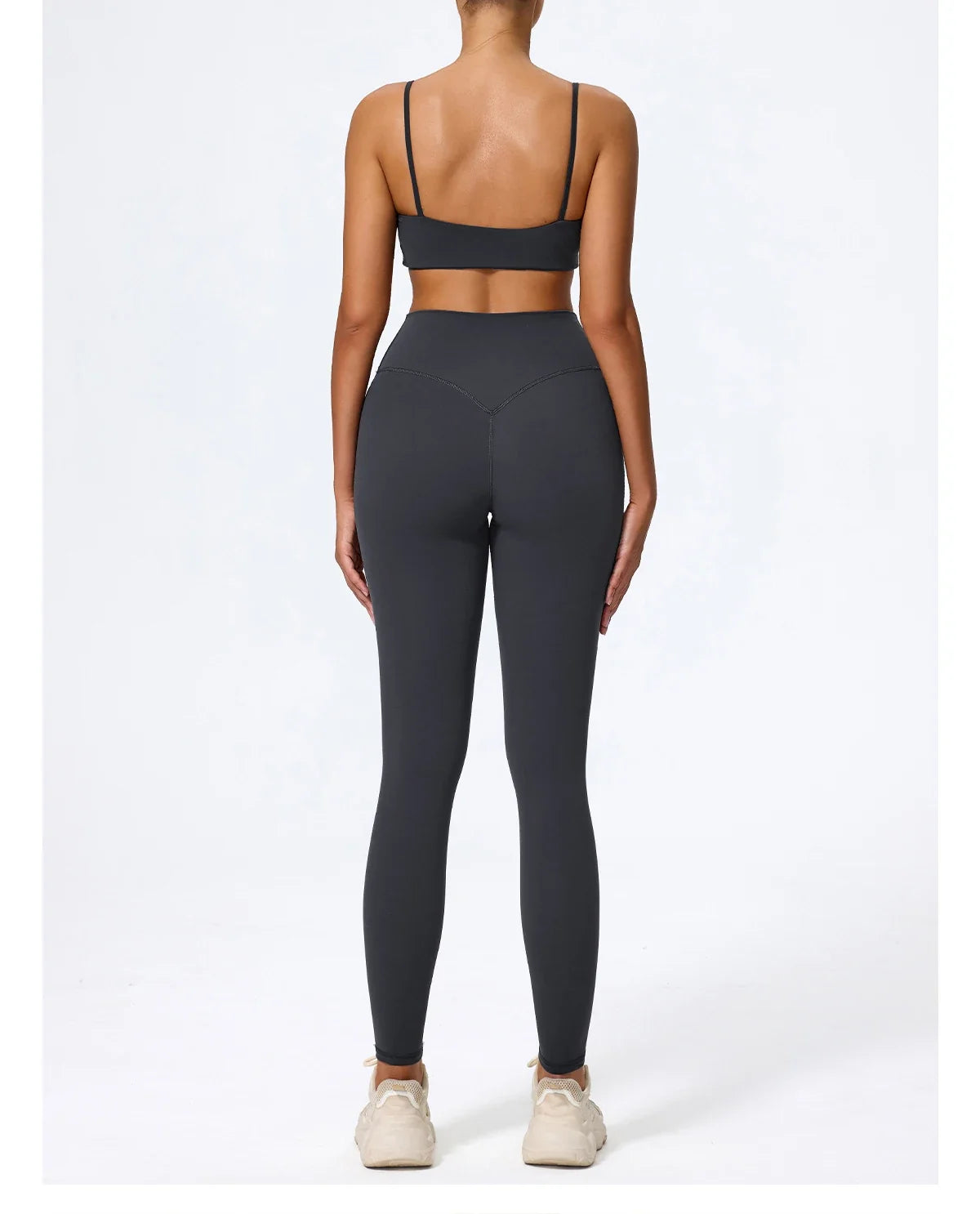 Navy blue leggings set back view