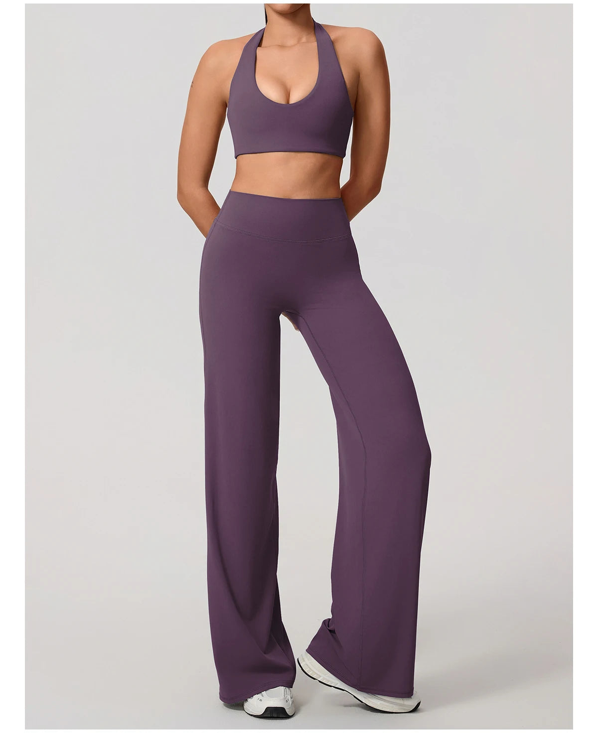 Rouge red seamless workout set, three quarter view