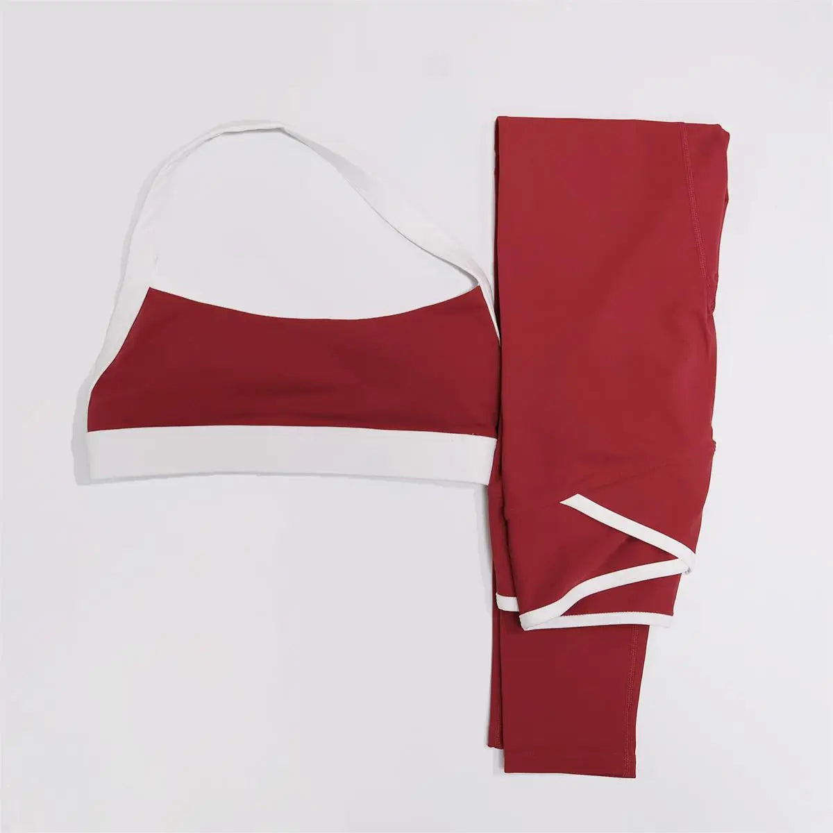 Red butt lift leggings colour swatch, full length front view