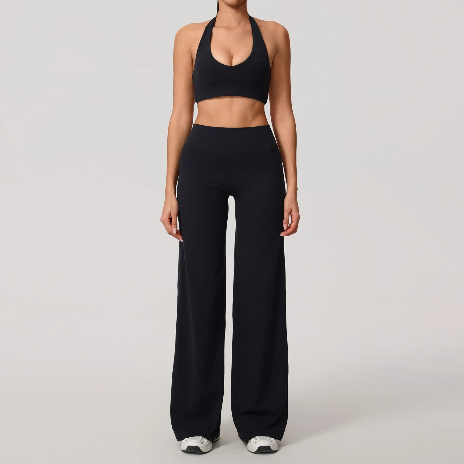 Black workout set colour swatch, full length front view