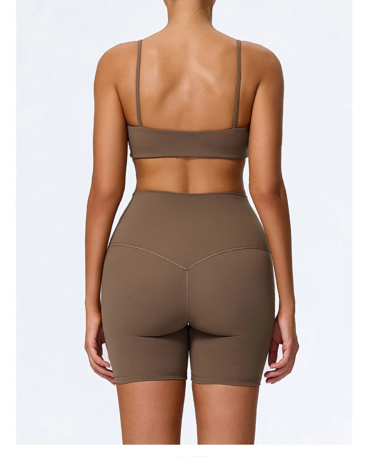 Caramel brown biker shorts back view
