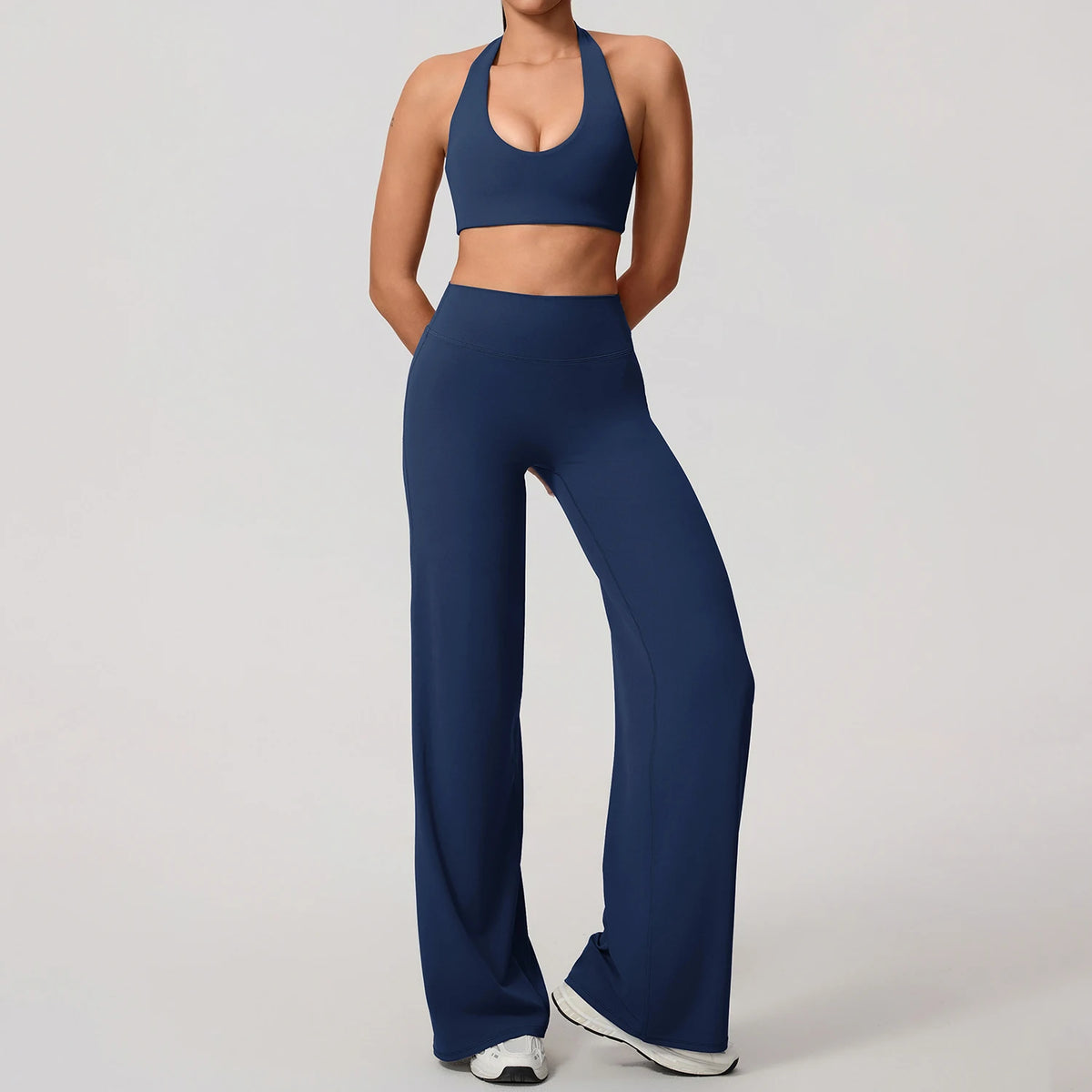 Dark blue workout set colour swatch, full length front view