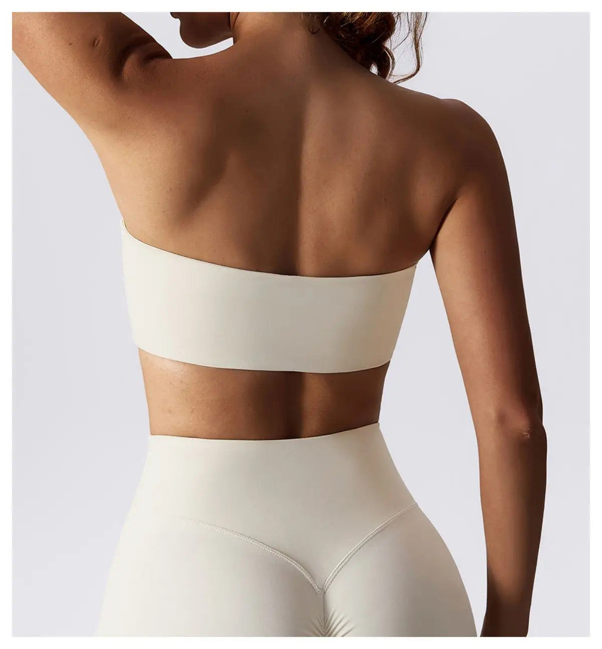 Ivory bandeau bra back view on model