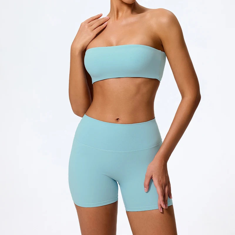Blue workout sets, colour swatch front view