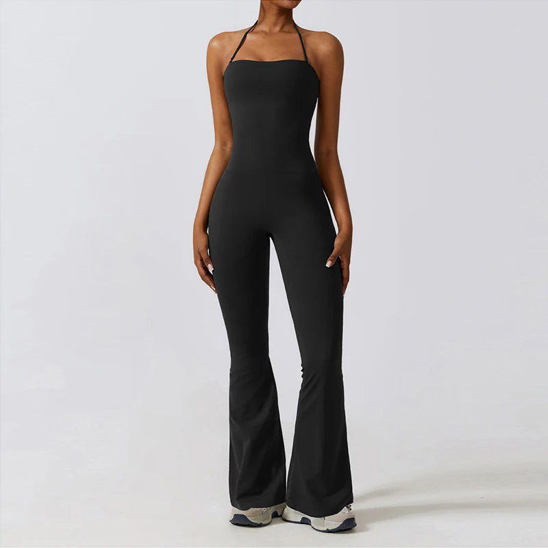 Black jumpsuit colour swatch, full length front view