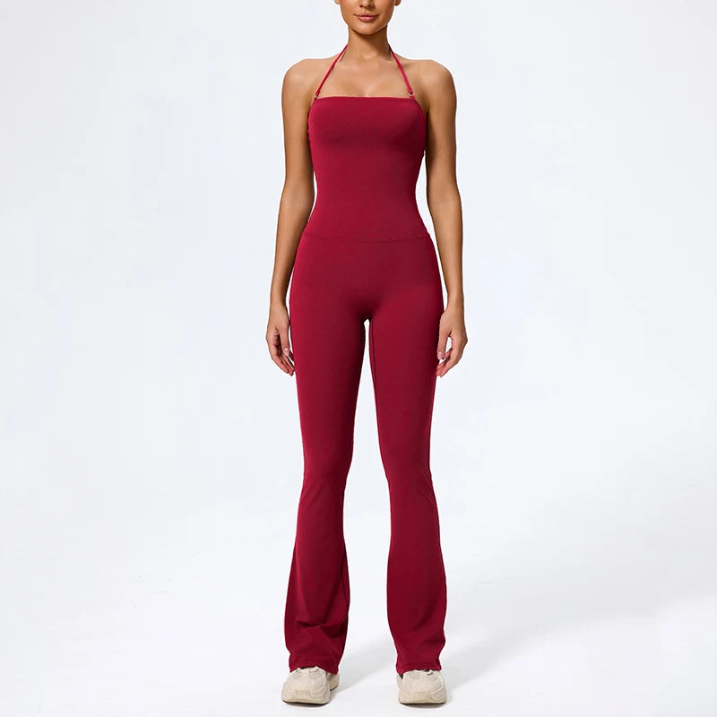 Red jumpsuit colour swatch, full length front view