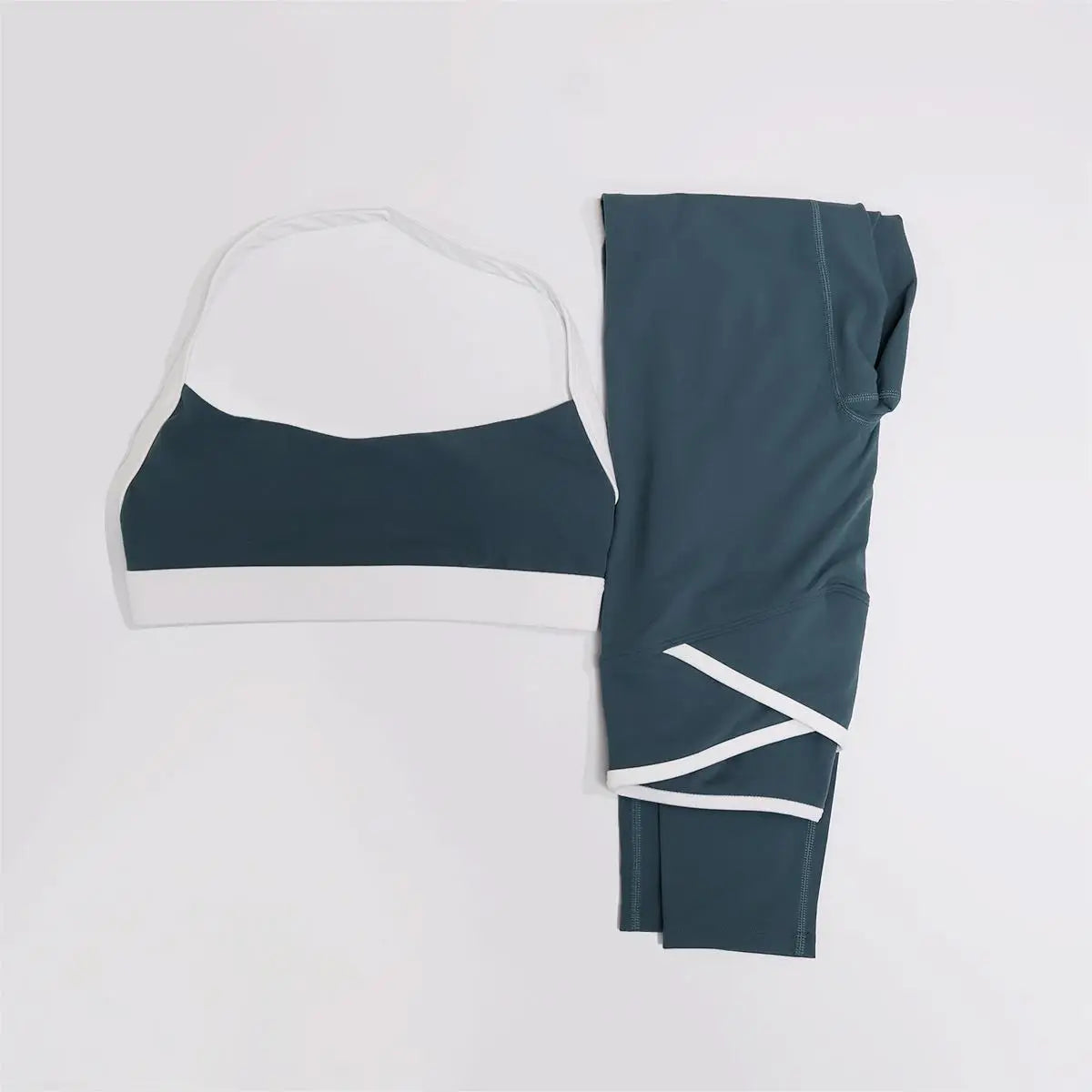 Teal green butt lift leggings colour swatch, full length front view