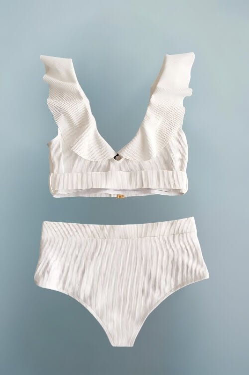 Alessandra High Waisted White Bikini - TGC Boutique - Bikini