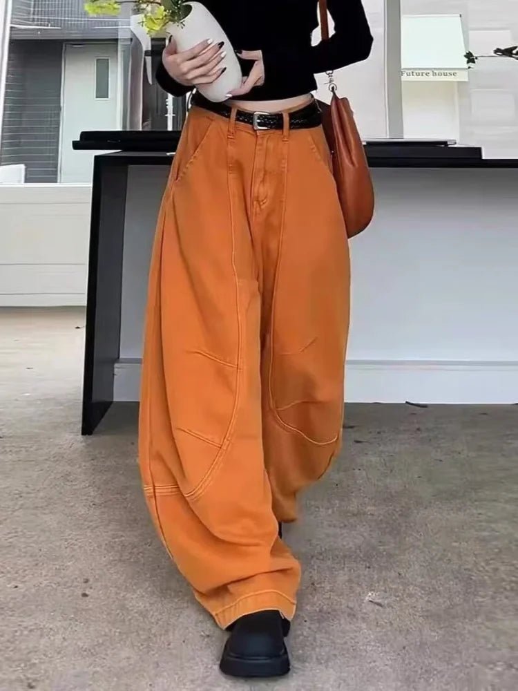 Barrel Pants for Women in Burnt Orange with a Baggy Leg - TGC Boutique - Pants