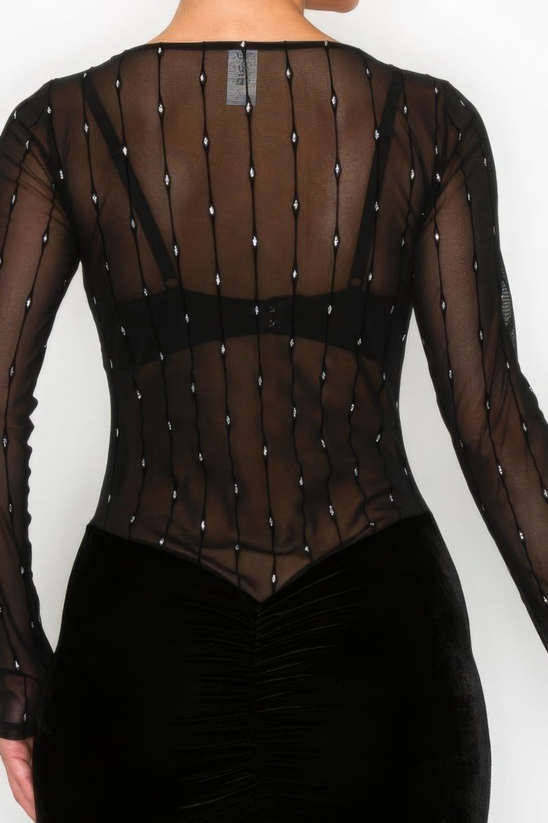 Sheer Black Velvet Midi Dress - TGC Boutique