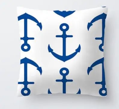 Decorative Throw Pillows Blue Geometry Pillow Cushion 45x45 Velvet Cushion Marine Life Pillowcase Home Decor Cushions - TGC Boutique - 