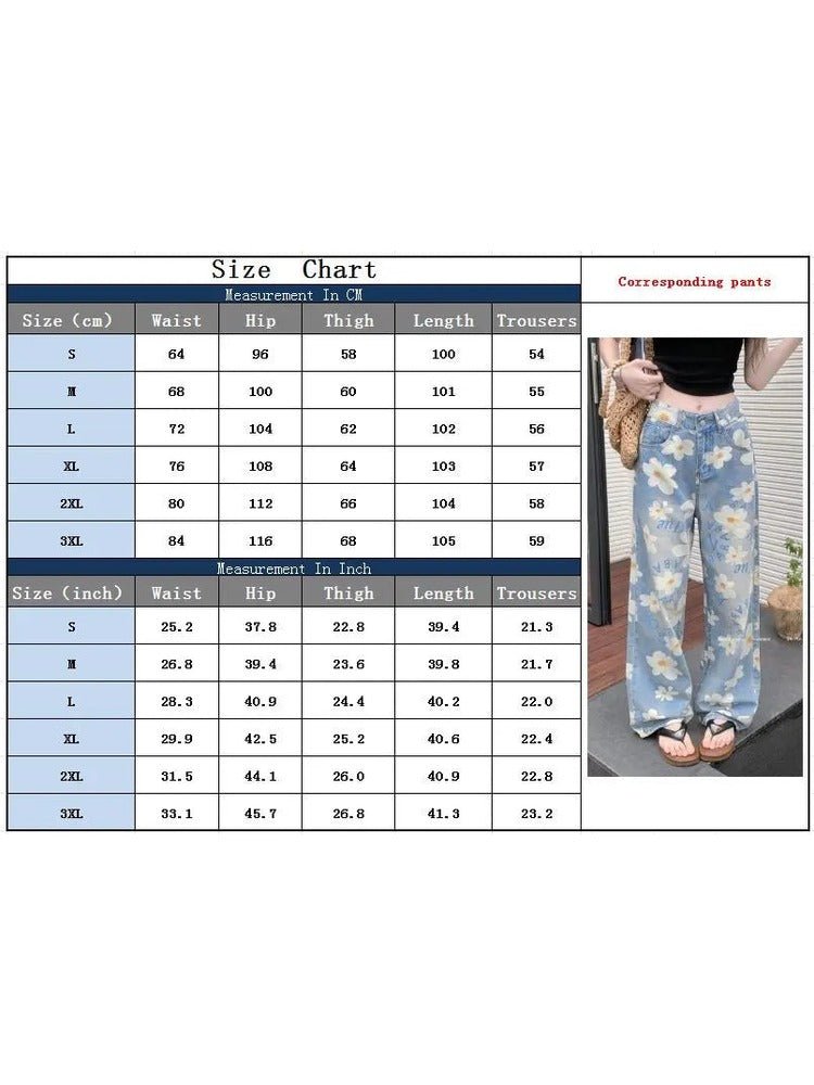 Floral Jeans for Women, Light Wash Baggy Wide Leg - TGC Boutique - Jeans