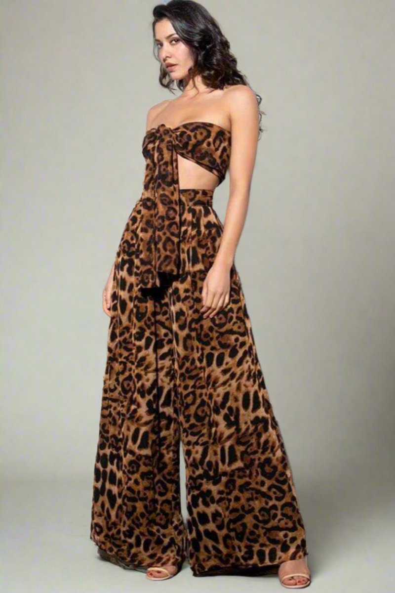 Leopard Print Two Piece Pants Set - TGC Boutique - 2 Piece Set