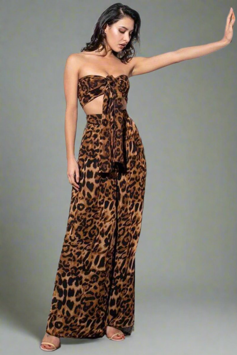 Leopard Print Two Piece Pants Set - TGC Boutique - 2 Piece Set